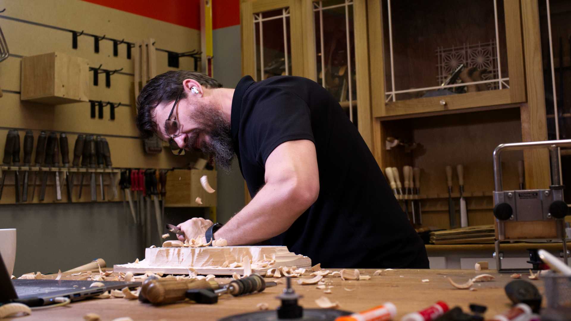 Austin School of Furniture Woodcarving class in person